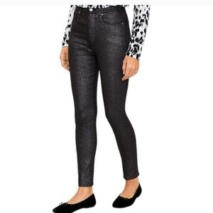 Loft Womens 8 Shimmer High Rise Skinny Jeans in Black NWT
